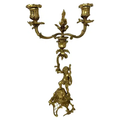 Pre-owned Claude Michel Clodion Antique Gilt Bronze Ormolu Twin Light Candelabra Candlestick Clodion Grand Tour In Gold