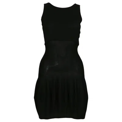 Pre-owned Claude Montana 1980's  Black Knit Dress With Fishnet Back
