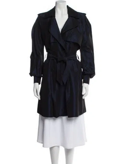 Pre-owned Claude Montana 1980's Trench Coat In Blue