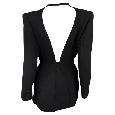 Pre-owned Claude Montana 1990s  Plunging Backless Black Cutout Blazer Jacket It40, Us6