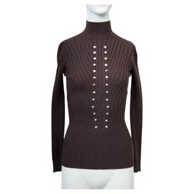 Pre-owned Claude Montana Brown Wool Sweater With Nailheads