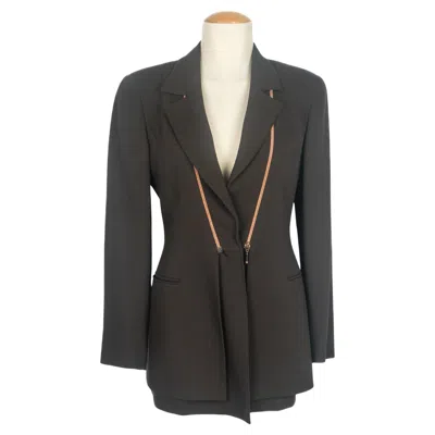 Pre-owned Claude Montana Double Jacket In Brown Wool Blend