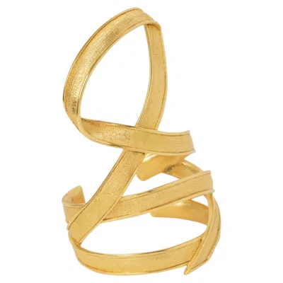 Pre-owned Claude Montana For Marie Paris Massive Gilded Metal Cuff Bracelet In Multi