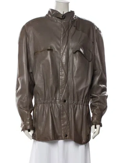 Pre-owned Claude Montana Lamb Leather Biker Jacket In Brown