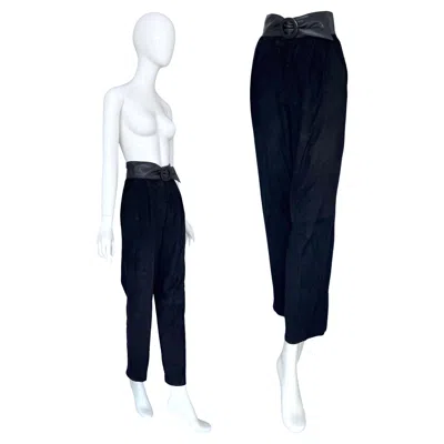 Pre-owned Claude Montana Lanvin By  Vintage 80s Black Lamb Suede & Leather Pants