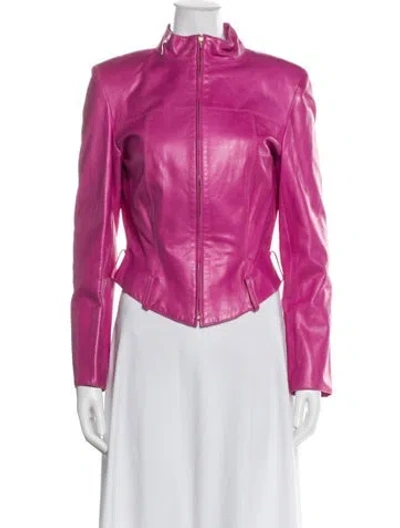Pre-owned Claude Montana Leather Biker Jacket In Pink