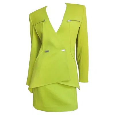Pre-owned Claude Montana New Neon Futuristic Skirt Suit A/w 1991 In Green