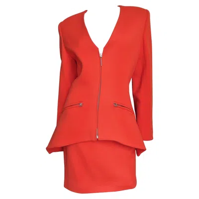 Pre-owned Claude Montana New Skirt Suit A/w 1991 In Red