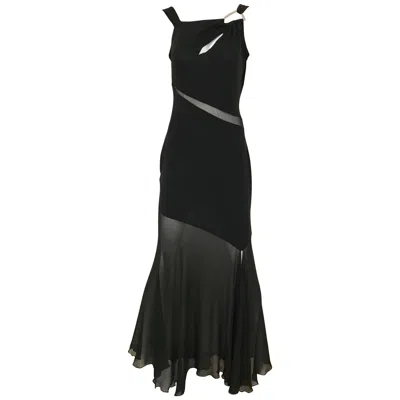 Pre-owned Claude Montana Paris Vintage Claude Montana Black Silk Jersey Cut Out Gown, Small-medium