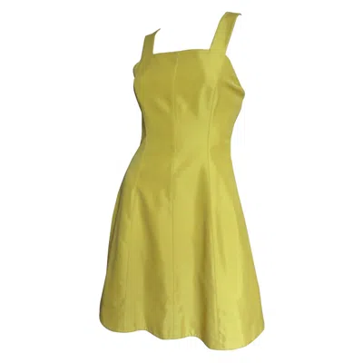 Pre-owned Claude Montana Silk Dress With Cut Out Back In Yellow