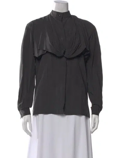 Pre-owned Claude Montana Silk Long Sleeve Blouse In Gray
