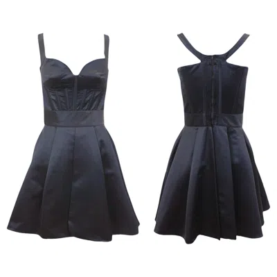 Pre-owned Claude Montana S/s 1995 Black Satin Corset Mini Dress