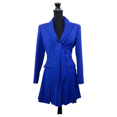 Pre-owned Claude Montana State Of  Elegant Blue Suit Vintage 1980s