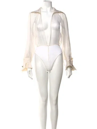Pre-owned Claude Montana Vintage 1980's Bodysuit In White