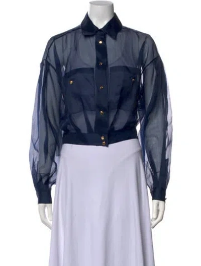 Pre-owned Claude Montana Vintage 1980's Button-up Top In Blue