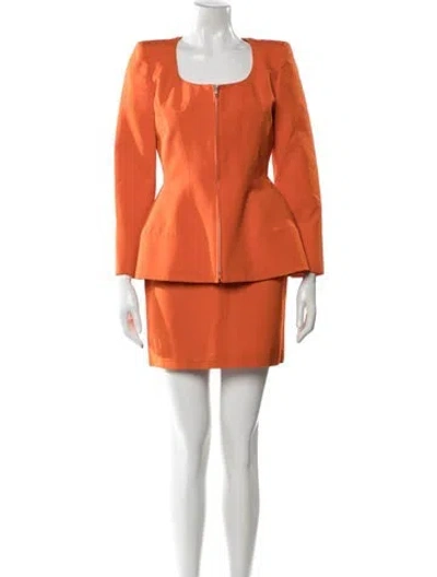 Pre-owned Claude Montana Vintage 1980's Skirt Suit In Orange