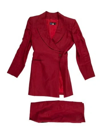Pre-owned Claude Montana Vintage 1980's Skirt Suit In Red