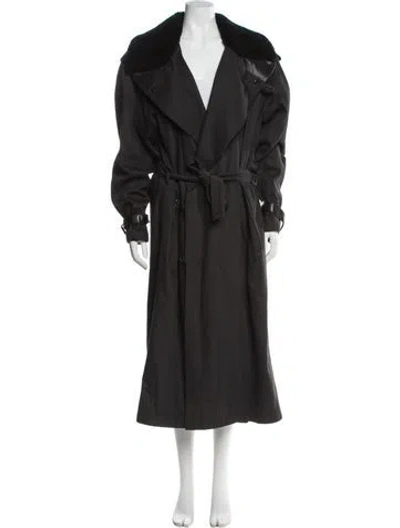 Pre-owned Claude Montana Vintage 1980's Trench Coat In Black