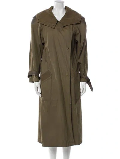 Pre-owned Claude Montana Vintage 1980's Trench Coat In Green