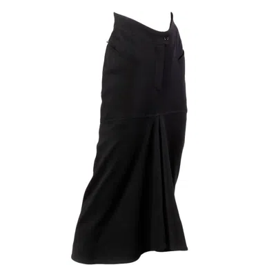 Pre-owned Claude Montana Vintage 1980s Avant Garde Wool Flounce Skirt In Black