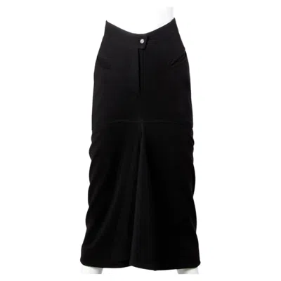 Pre-owned Claude Montana Vintage 1980s Avant Garde Wool Flounce Skirt In Black