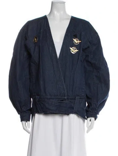 Pre-owned Claude Montana Vintage 1983 Denim Jacket In Blue