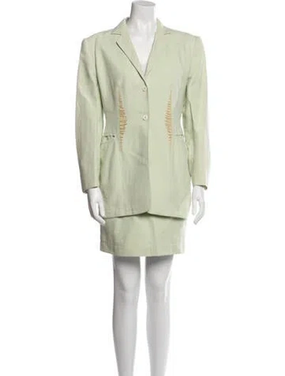Pre-owned Claude Montana Vintage 1987 Skirt Suit In Green