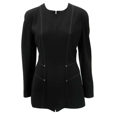 Pre-owned Claude Montana Vintage  Black Form Fitting Zip Front Jacket