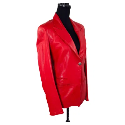 Pre-owned Claude Montana Vintage  Leather Jacket From The 1990s In Red