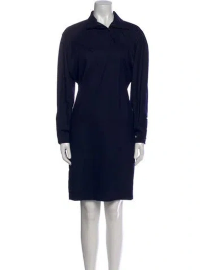 Pre-owned Claude Montana Vintage Knee-length Dress In Blue