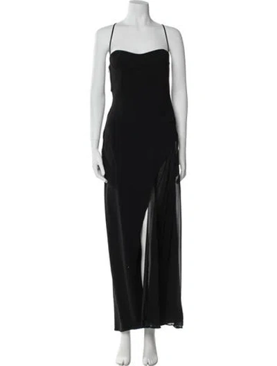 Pre-owned Claude Montana Vintage Long Dress In Black