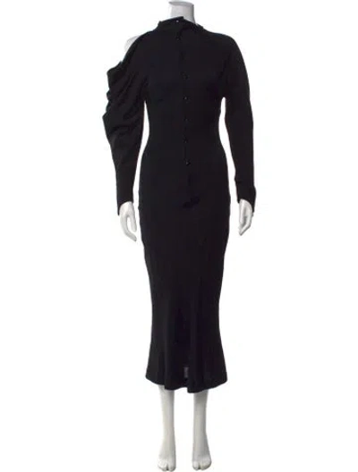 Pre-owned Claude Montana Vintage Long Dress In Black
