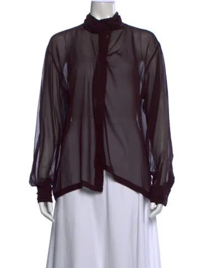 Pre-owned Claude Montana Vintage Long Sleeve Blouse In Purple