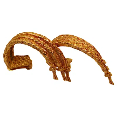 Pre-owned Claude Montana Vintage Massive Gold Tone Braided Cords Half Hoop Earrings In Multi
