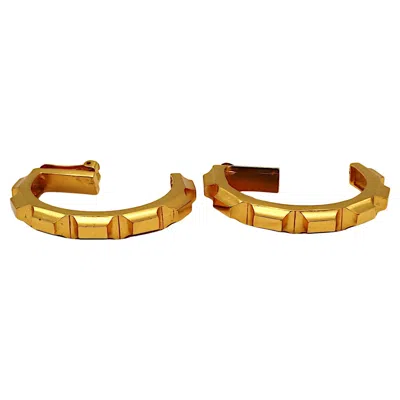 Pre-owned Claude Montana Vintage Massive Gold-tone Geometric Half Hoop Earrings In Multi