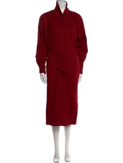 Pre-owned Claude Montana Vintage Midi Length Dress In Red