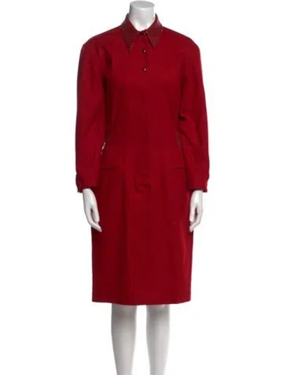 Pre-owned Claude Montana Vintage Midi Length Dress In Red