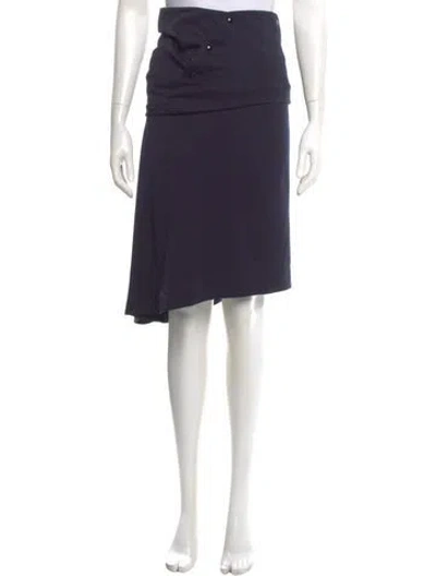 Pre-owned Claude Montana Vintage Midi Length Skirt In Blue