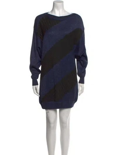 Pre-owned Claude Montana Vintage Mini Dress In Blue