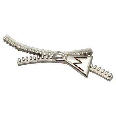 Pre-owned Claude Montana Vintage Silver-tone Zipper Brooch In Multi