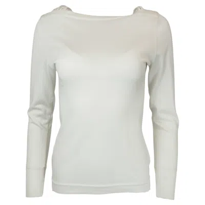 Pre-owned Claude Montana White Knit W Fring Neck Trim