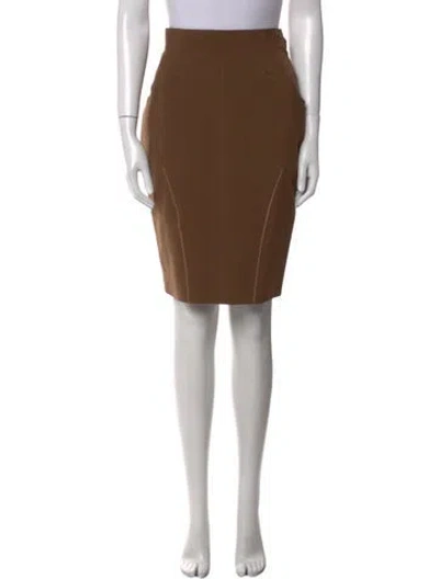 Pre-owned Claude Montana Wool Knee-length Skirt In Brown