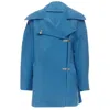 Claude Montana Wool Metal Clasp Button Overcoat In Blue