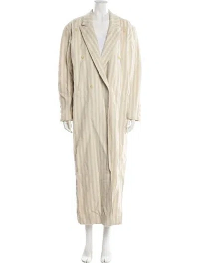 Pre-owned Claude Montana Wool Striped Coat In Neutral