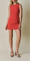 Claudent Boatneck Mini Dress Tomato In Red
