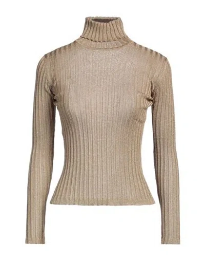 Claudia Camarlinghi Woman Turtleneck Khaki Size 10 Acrylic, Polyester, Polyamide