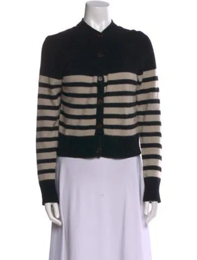 Pre-owned Claudia Schiffer X Frame Cashmere Striped Sweater In Black