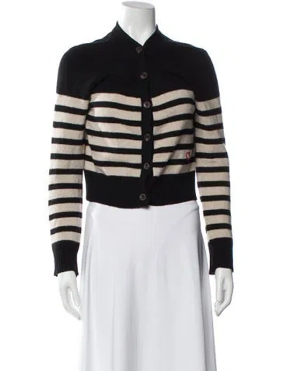 Pre-owned Claudia Schiffer X Frame Cashmere Striped Sweater In Black