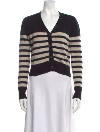 Pre-owned Claudia Schiffer X Frame Cashmere Striped Sweater In Black