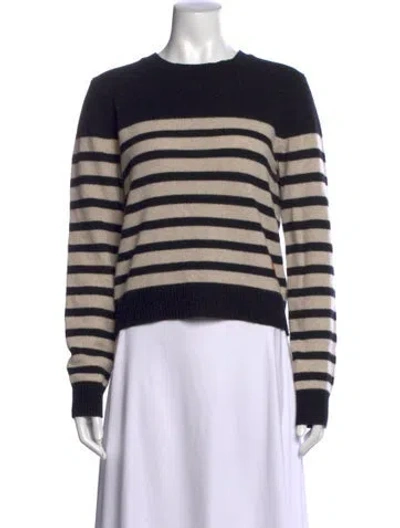 Pre-owned Claudia Schiffer X Frame Cashmere Striped Sweater In Black
